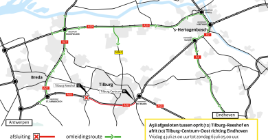 A58 dit weekend gedeeltelijk afgesloten